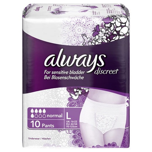 ALWAYS DISCREET PANTS LRG 10SX2