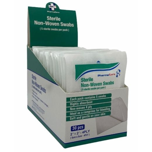 PHARMACARE STER NON WOVEN SWABS 5X5CM1X1