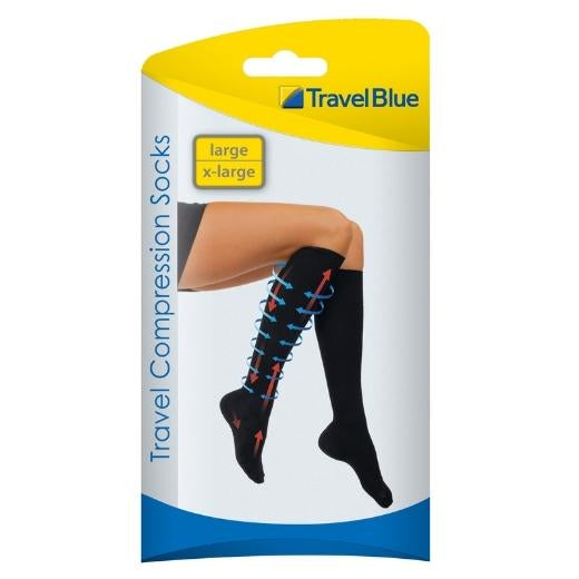 TRAVEL BLUE PRESSURE SOCKS L/XL X6