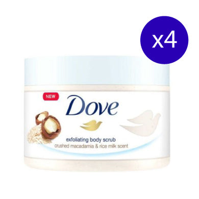 DOVE SHOWER SCRUB JAR MACADA 225ML X4