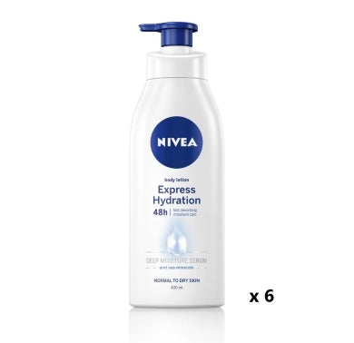 NIVEA EXP HYDRATE B/LOTION PUMP 400ML X6