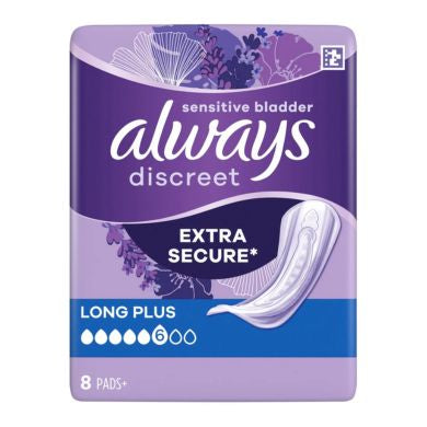 ALWAYS DISCREET LONG PLUS PADS 8'SX5