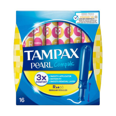 TAMPAX COMPAK PEARL TAMPONS REGULAR 16'S