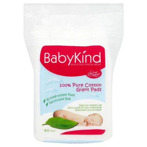 BabyKind 100% Pure Cotton Giant Pads 40 Pads