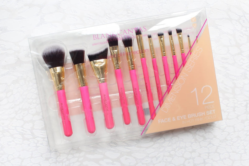 Blank Canvas 12 Piece Hot Pink & Gold Brush Set