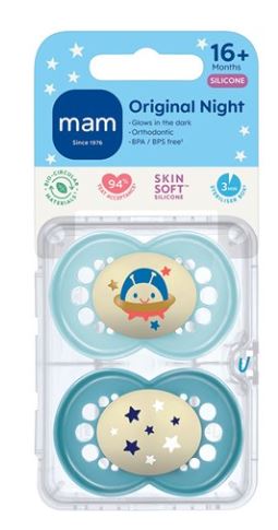 MAM Night Soothers 2pk 16+ Blue Set
