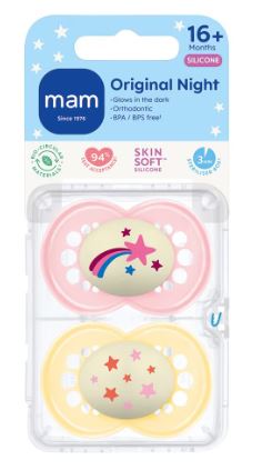 MAM Original Night Soothers 2 PK 16+ Pink Set