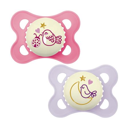 MAM Pure Night 2pk Soother Pink