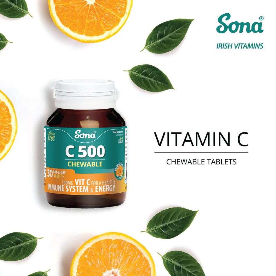 Sona C- 500 Chewable - Orange Flavour Vitamin C Tablets 30