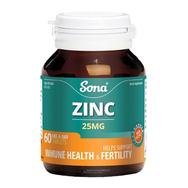 Sona Zinc 25mg 60 Tablets