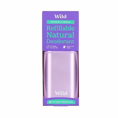 Wild Natural Deodorant Coconut & Vanilla Refillable Deodorant Starter Pack