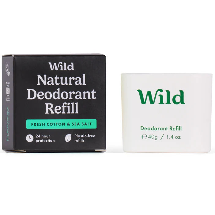 Wild Men's Cotton & Sea Salt Deodorant Refill 40g