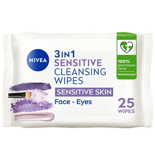 Nivea Biodegradable 3 In 1 Sensitive Cleansing Wipes 25 Wipes