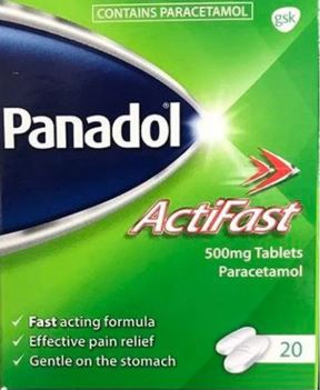 Panadol Actifast Pain Relief Tablets Paracetamol 500mg 20pk