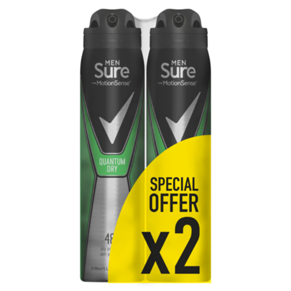 Sure Mens Anti-Perspirant Quantum Twin Pack 250ml