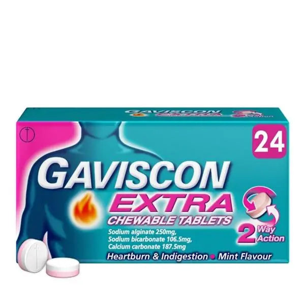 GAVISCON EXTRA CHEWABLE 24PK PEPPERMINT