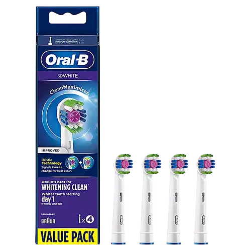 ORAL B 3D WHITE BRUSH HEADS 4PK