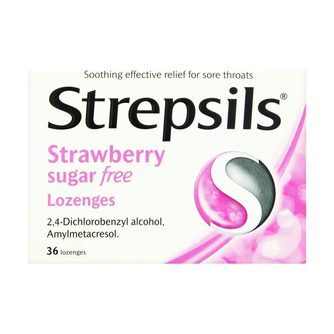 STREPSILS STRAWBERRY SUGAR FREE LOZENGERS 16PK